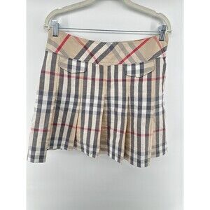 Classic Beige Plaid Mini Skirt - Brand: